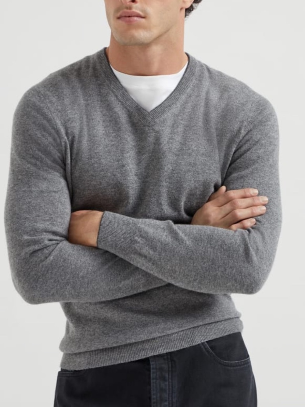 Brunello Cucinelli Cashmere Wool Blend V-Neck Sweater Size L